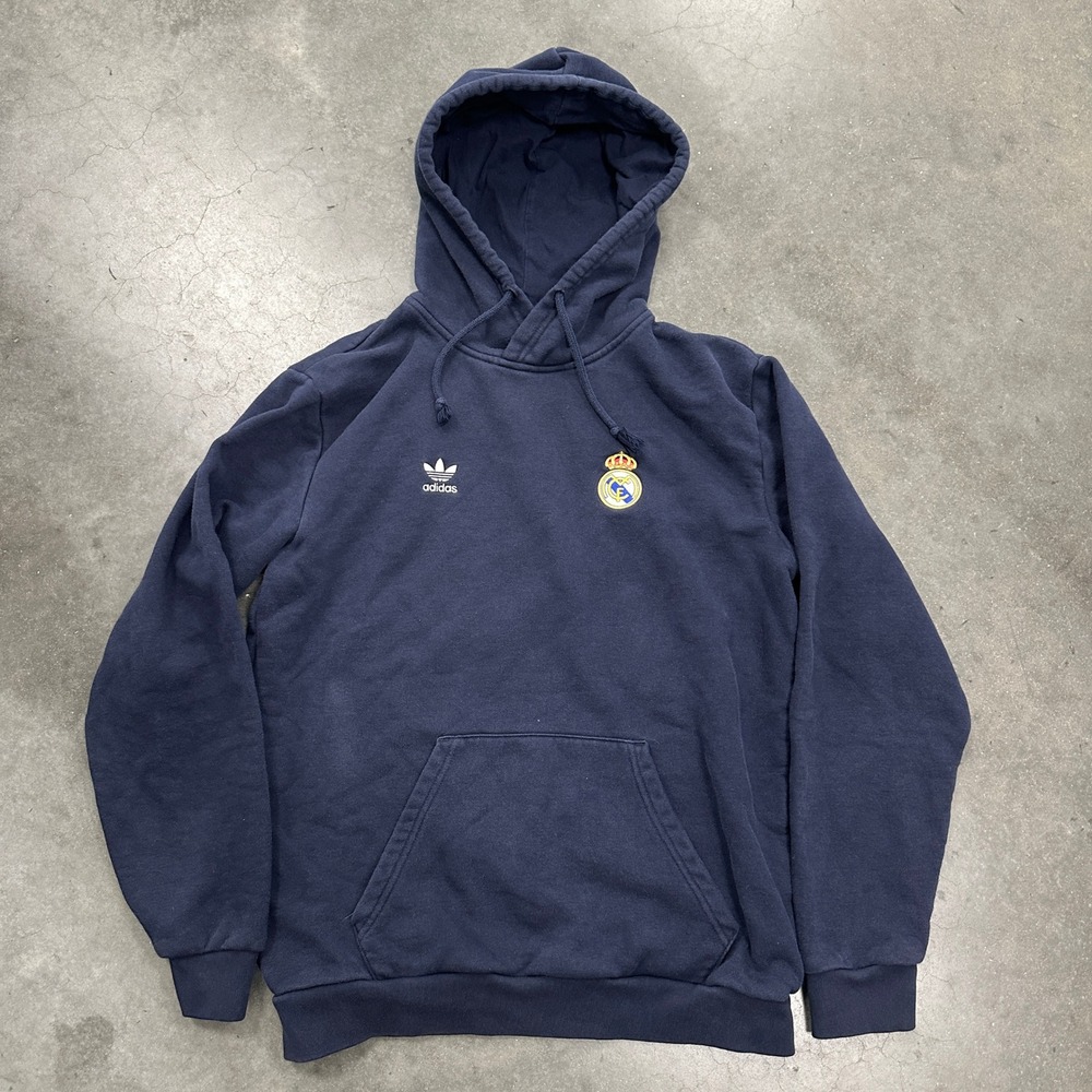 Adidas Originals Real Madrid CF Hoodie Navy Blue Hala Madrid Pullover Mens L